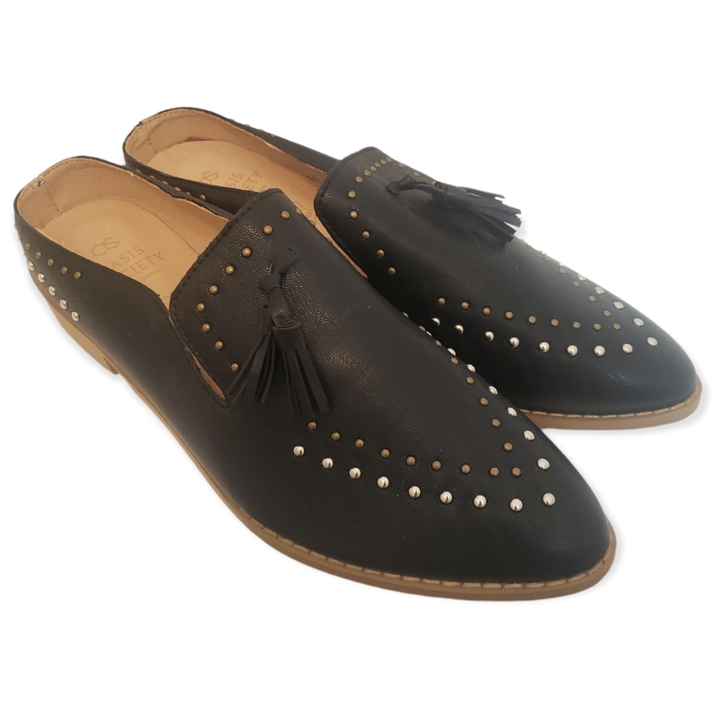 OASIS Society Studded Loafer Mule Black Size 8.5